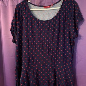 Cap sleeved polka dot peplum top
